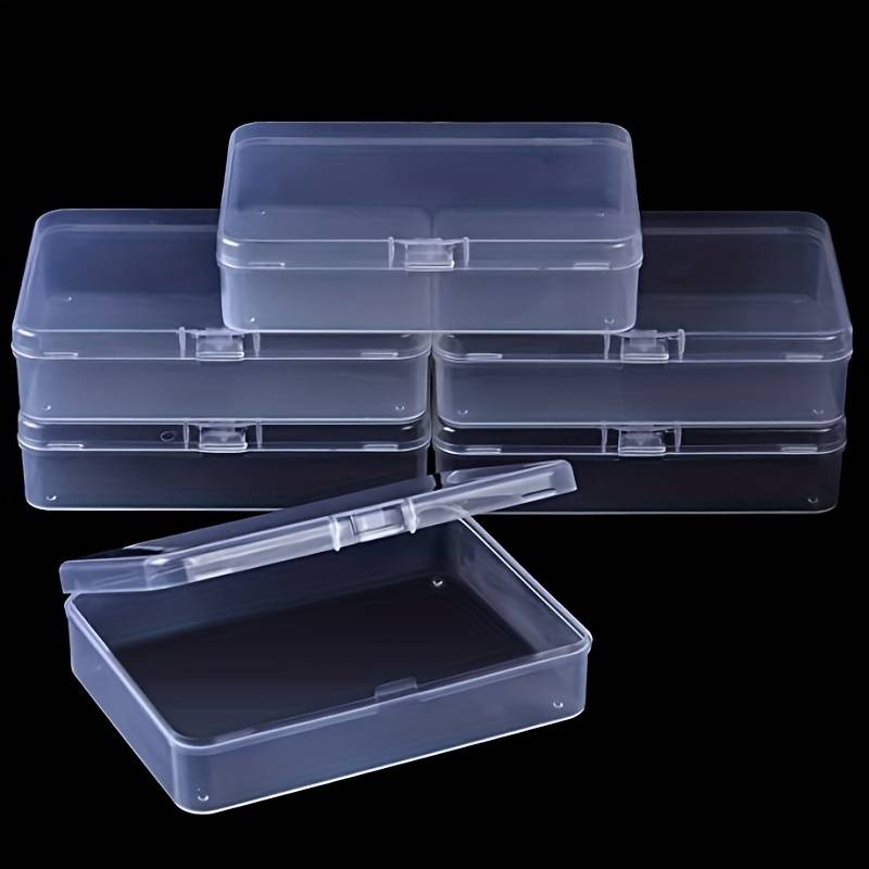 8pcs Small Plastic Storage Containers With Hinged Lids, Rectangle Clear  Plastic Storage Boxes For Beads, Jewelry, Game Pieces And Crafts Items